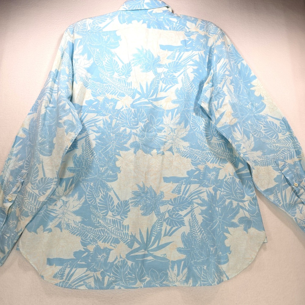 Daniel Cremieux Collection Mens XL Linen Cotton Tropical Floral Shirt Blue L/S - Picture 2 of 8
